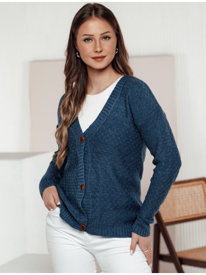 Tmavě modrý dámský svetr na knoflíky CHICLINE