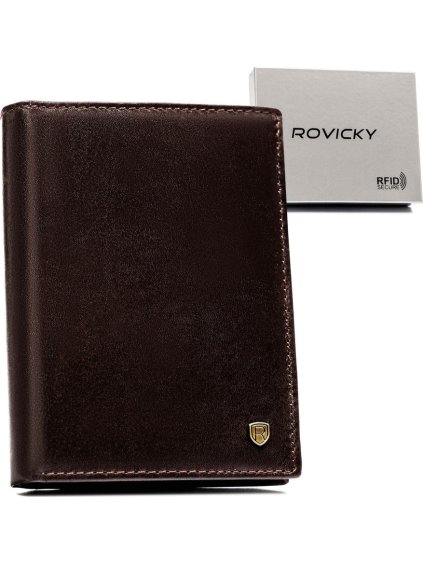 Rovicky Tmavě hnědá pánská kožená peněženka s RFID L263