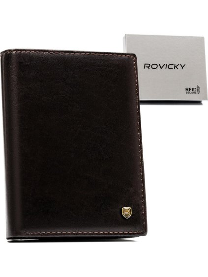 Rovicky Minimalistická tmavě hnědá pánská kožená peněženka na zip L258