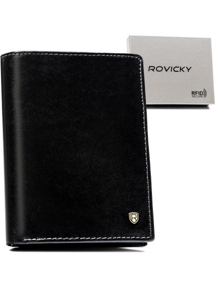 Rovicky Černá pánská kožená peněženka s RFID L256
