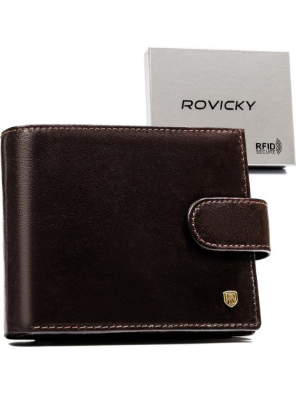 Rovicky Tmavě hnědá pánská peněženka se zapínáním L255