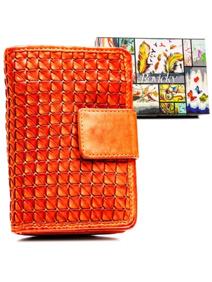 Rovicky Elegantní oranžová malá dámská peněženka s 3D texturou V304