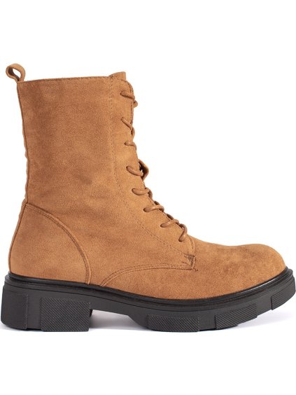 Světle hnědé kotníkové boty  workery zateplené
