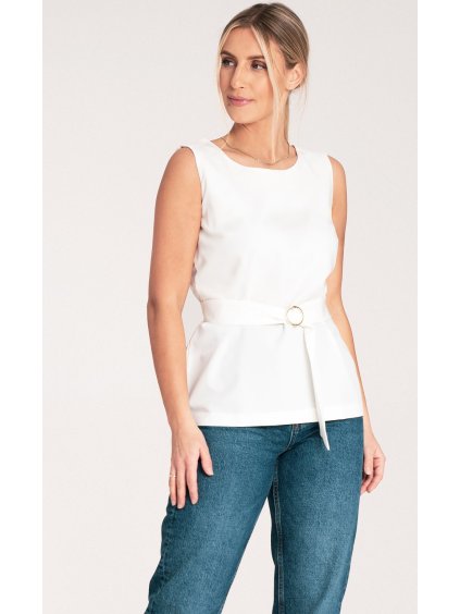 Dámská smetanová elegantní halenka bez rukávů