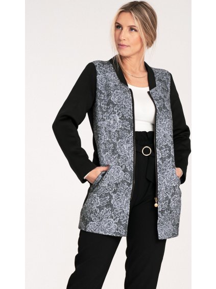 Černý dámský vlněný kabát s límcem