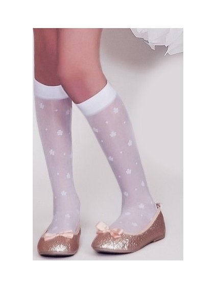 Bílé dívčí vzorované podkolenky Gatta Alice (Velikost ONE SIZE, Barva bílá se vzorem)