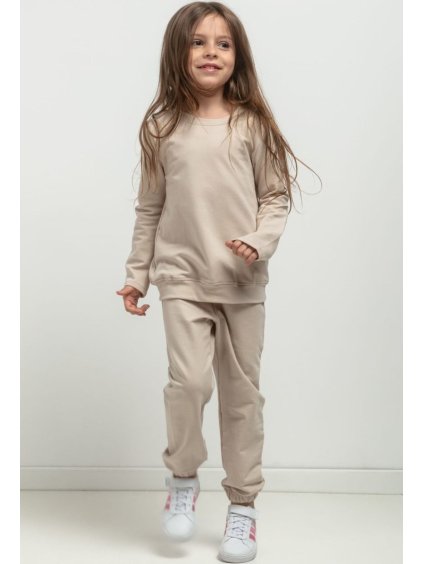 Světle béžové dívčí joggers kalhoty máma a dcera (Rozmiar 98)
