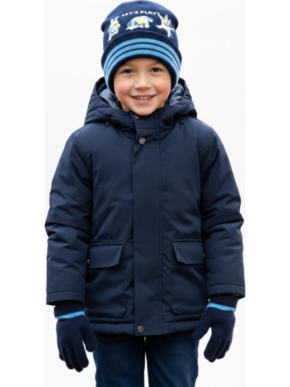 Tmavě modrý chlapecký set čepice a rukavic Bluey