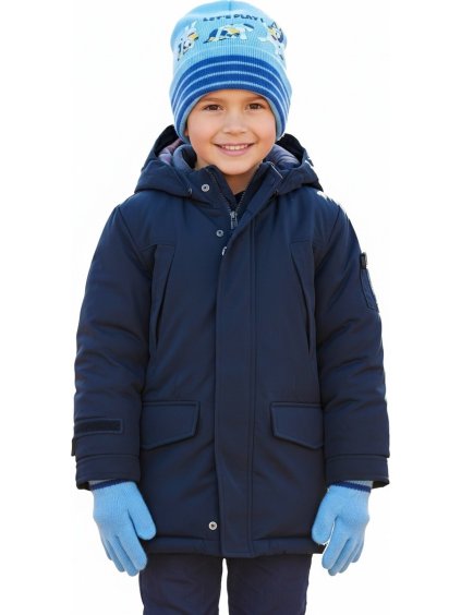 Světle modrý chlapecký set čepice a rukavic Bluey