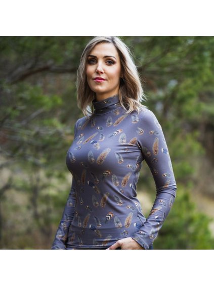 Khaki dámský termo rolák s potiskem