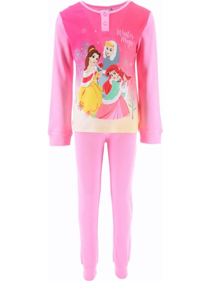 Světle růžové dívčí bavlněné pyžamo Disney Princesses