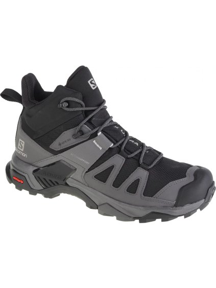 Šedo-černé pánské kotníkové outdoorové boty Salomon X Ultra 4 Mid GTX