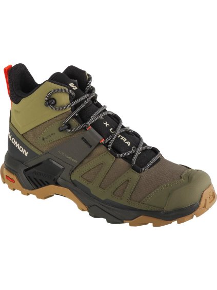 Tmavě zelené pánské kotníkové outdoorové boty Salomon X Ultra 4 Mid GTX
