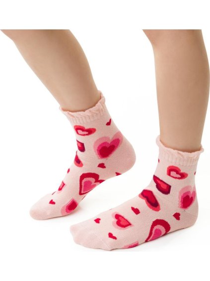 Světle růžové dívčí srdíčkové ponožky Art.014