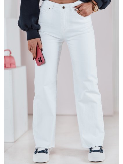 Bílé dámské džíny s rovnými nohavicemi LUXEFLOW