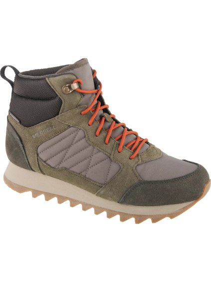 Zeleno-šedé pánské kotníkové boty Merrell Alpine Sneaker Mid PLR WP 2 (Velikost 41)