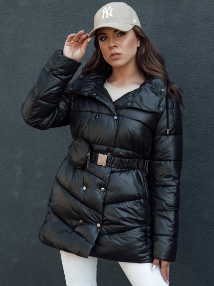 Černý dámský prošívaný kabát BLOOM