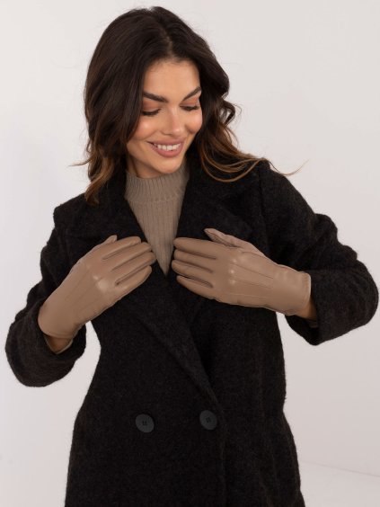 Světle hnědé dámské dotykové rukavice