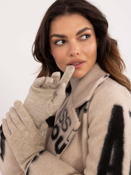 Béžové dámské teplé rukavice