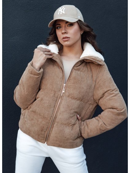 Světle hnědá dámská manšestrová bunda TRENDYGLAM