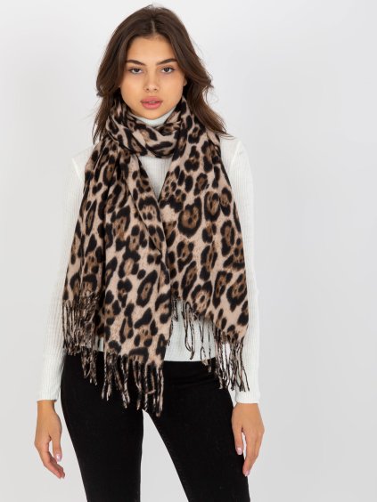 Hnědá Leopardí šála (Velikost ONE SIZE)
