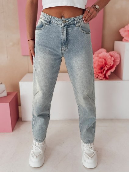 Dámské modré široké džíny s vysokým pasem WIDENO