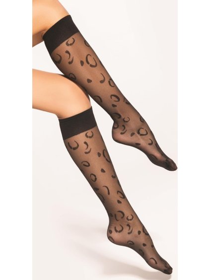 Černé dámské silonkové podkolenky s poutavým vzorem Gatta Trendy 20 den (Velikost ONE SIZE, Barva černá)