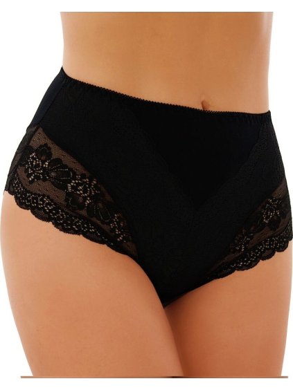 Dámské bavlněné kalhotky s vysokým psem a krajkou Emili Melisa (Velikost 3XL, Barva béžová)