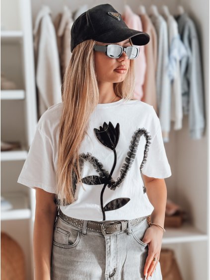 Bílé dámské oversize tričko s jedinečným 3D vzorem