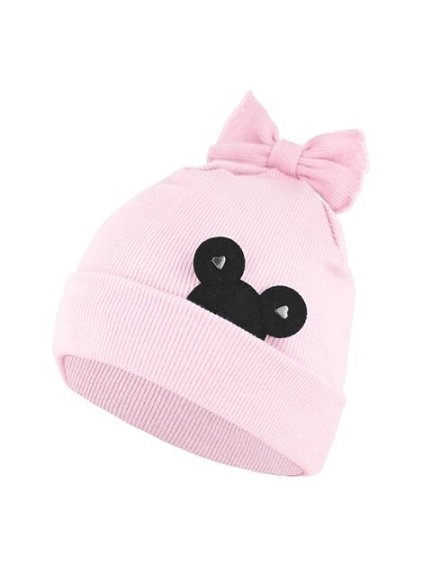 Dětská čepice s nášivkou a mašlí