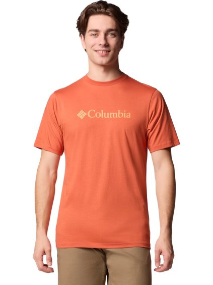 Oranžové pánské tričko s krátkým rukávem Columbia CSC Basic Logo SS Tee (Velikost L)