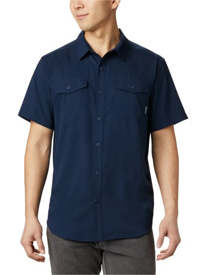 Tmavě modrá pánská košile s krátkým rukávem Columbia Utilizer II Solid Short Sleeve Shirt (Velikost L)