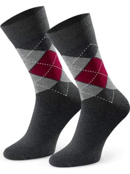 Tmavě šedé pánské vzorované ponožky Art.056