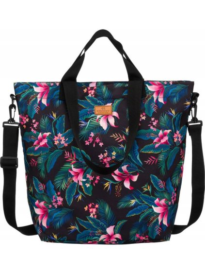 Rovicky Černo-růžová vzorovaná textilní shopper kabelka (Velikost ONE SIZE)