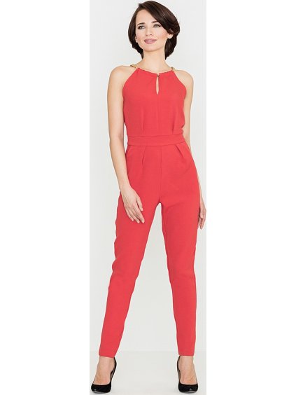 (Vel. S) Dámský elegantní červený overal