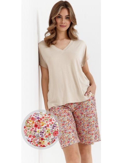 Dámské krátké pyžamo s květinovými kraťasy Cana