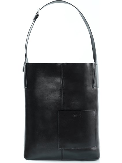 Černá dámská kožená shopper kabelka ELVORIA