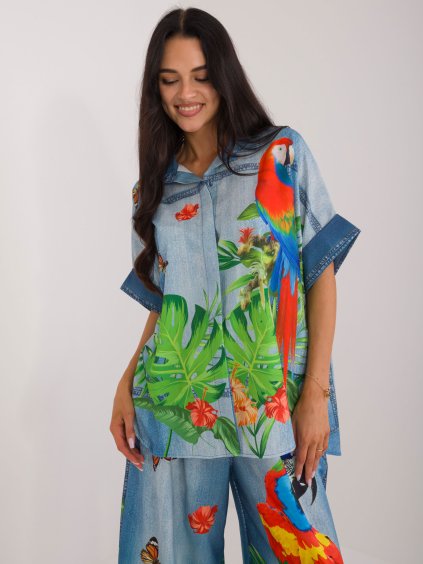 Modrá letní košile s imitací džínoviny