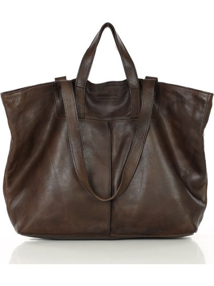 MARCO MAZZINI tmavě hnědá shopper kožená kabelka
