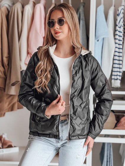 Dámská černo-béžová přechodová oboustranná bunda SYLVIAN