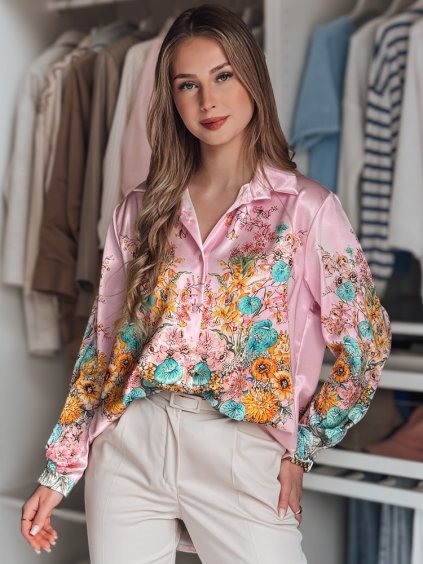 Růžová halenka s květinovým vzorem BLOSSIVA