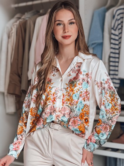 Béžová halenka s květinovým vzorem BLOSSIVA