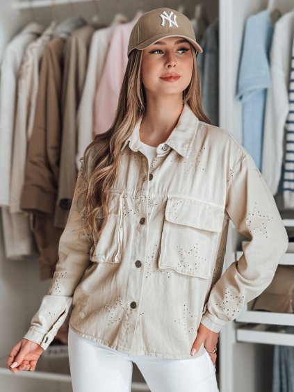 Světle béžová přechodová bunda s hvězdičkami STRASHINE