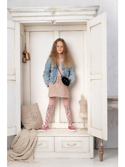 Dětské punčochy se zvířecím vzorem 40 den Knittex Leo Dots (Velikost 104/110, Barva bílá)
