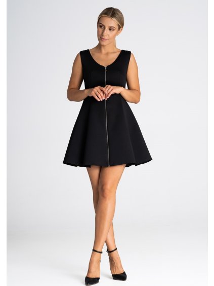 Černé mini šaty s ozdobným zipem