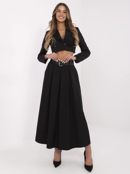 Černá dámská elegantní sukně s širokým páskem (Velikost ONE SIZE)