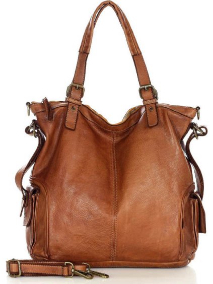 MARCO MAZZINI Camel kožená shopper kabelka (Velikost ONE SIZE)