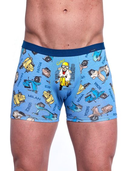 Modré pánské boxerky se zábavným potiskem Cornette Tattoo (Velikost 2XL, Barva modrá)