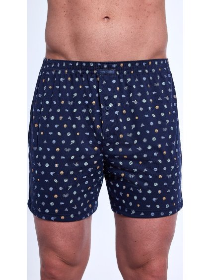 Tmavě modré pánské trenýrky s potiskem Cornette Comfort (Velikost M, Barva tmavě modrá)