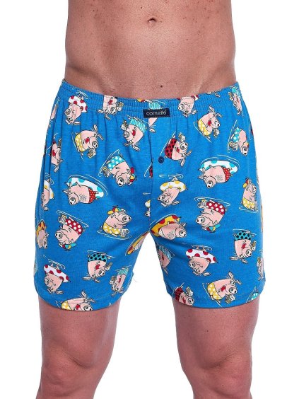 Modré pánské trenýrky se zábavným potiskem Cornette Classic Plus (Barva modrá, Velikost 5XL)